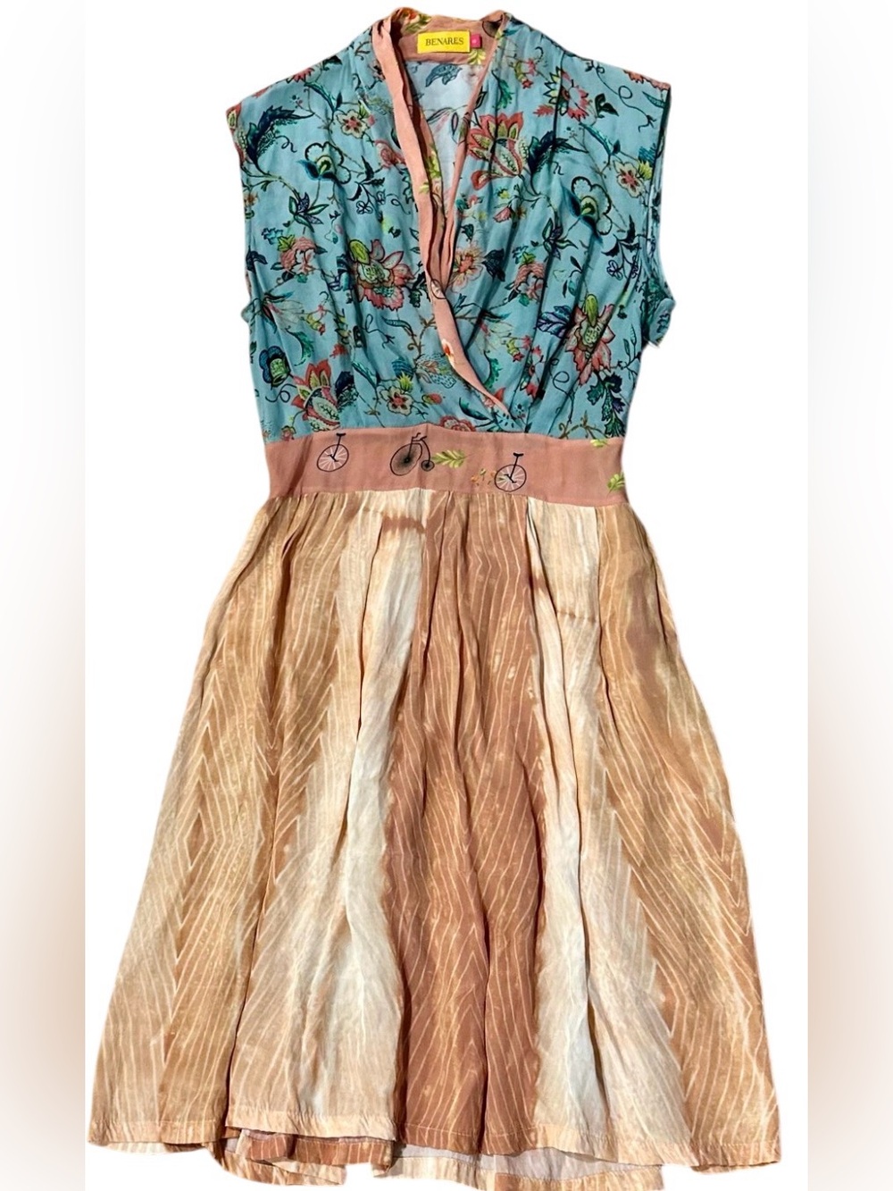 Benares Sleeveless Midi Dress in Aqua/Coral Floral S